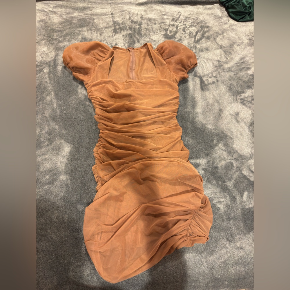 Missguided Rust Dress with Ruched Detail